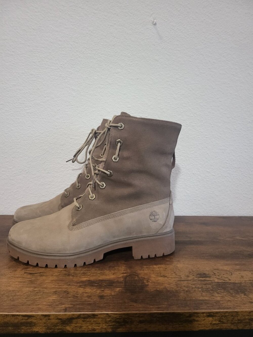 Timberland Jayne Waterproof Fleece Fold Down Boots Light Brown Women's 8.5